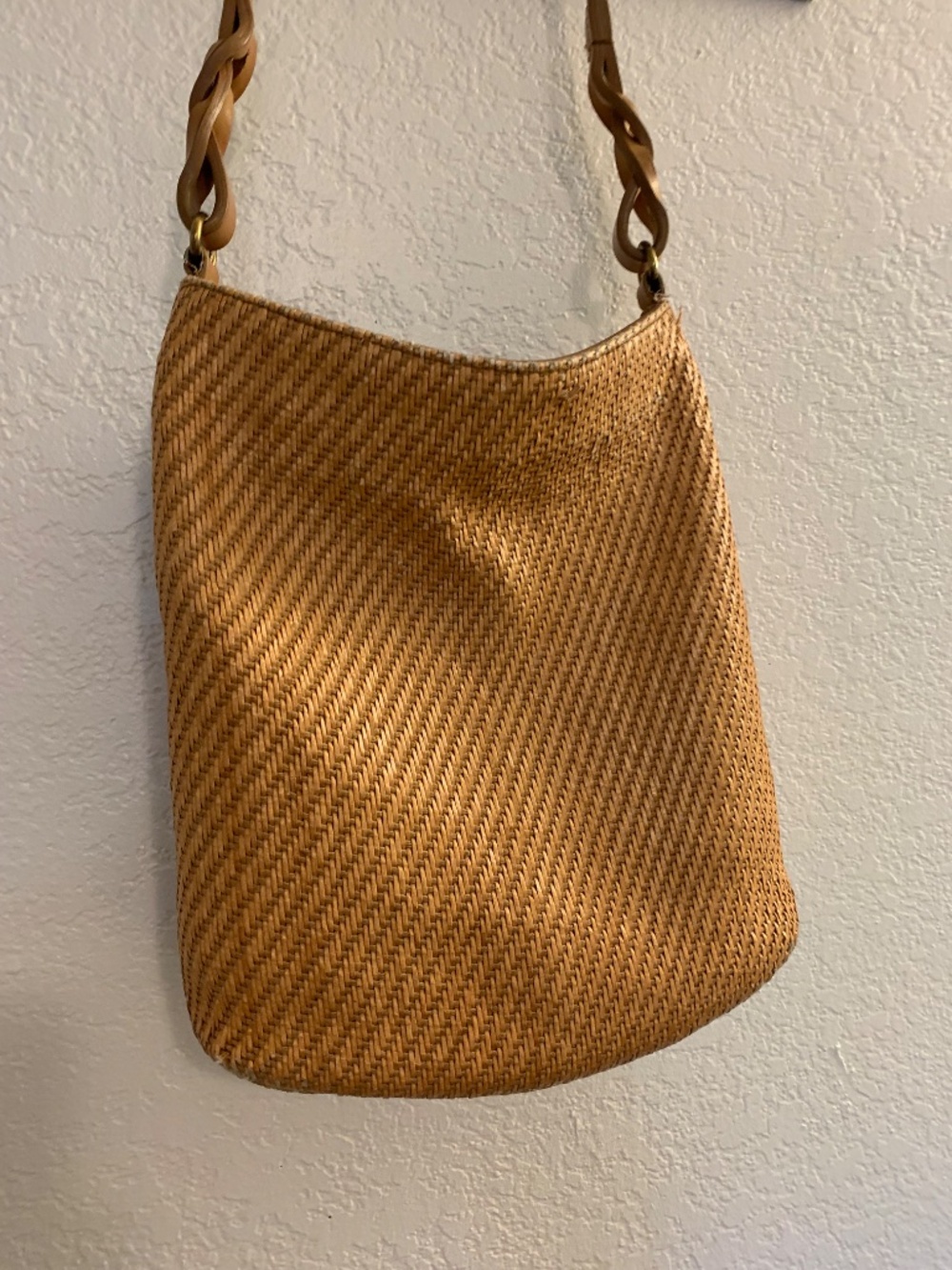 Fossil Vintage 75082 Straw Basketweave Crossbody Bag Tan Woven Boho Purse - Picture 2 of 16